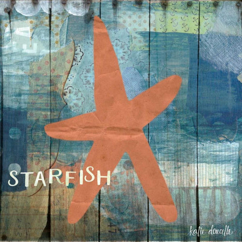 Starfish Collage White Modern Wood Framed Art Print by Doucette, Katie