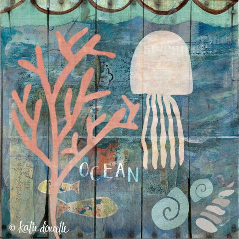 Ocean Jellyfish White Modern Wood Framed Art Print by Doucette, Katie