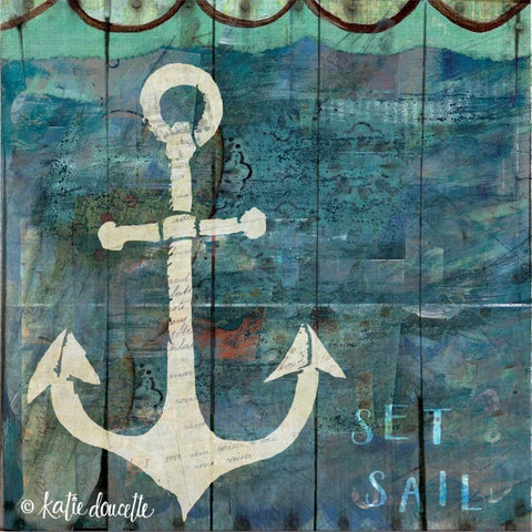 Set Sail White Modern Wood Framed Art Print by Doucette, Katie