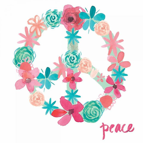 Peace White Modern Wood Framed Art Print with Double Matting by Doucette, Katie