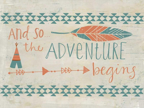 The Adventure Begins White Modern Wood Framed Art Print with Double Matting by Doucette, Katie