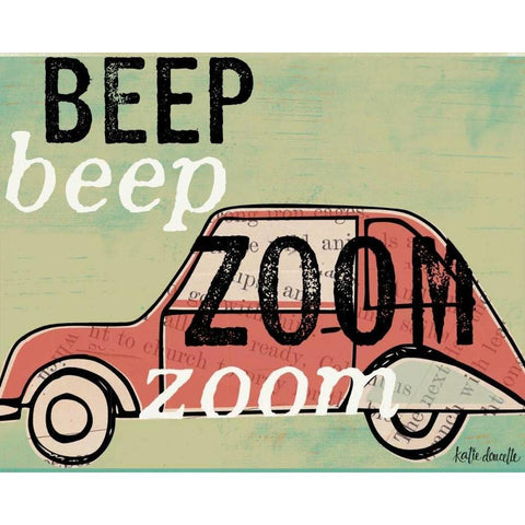 Zoom Zoom White Modern Wood Framed Art Print by Doucette, Katie