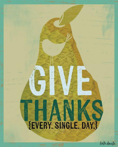 Give Thanks White Modern Wood Framed Art Print with Double Matting by Doucette, Katie