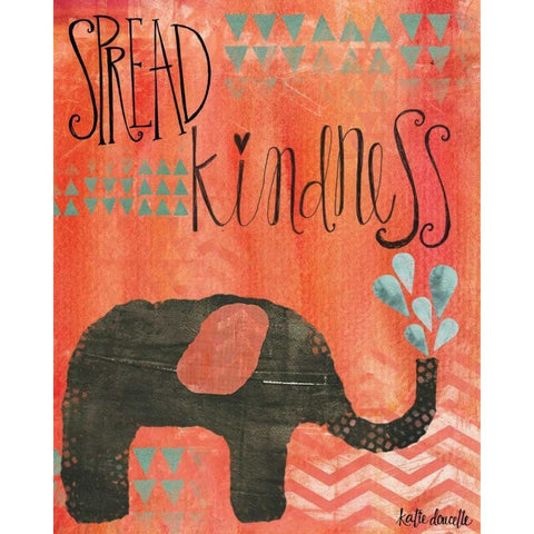 Kindness Elephant Gold Ornate Wood Framed Art Print with Double Matting by Doucette, Katie