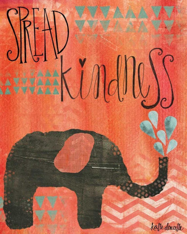 Kindness Elephant Black Ornate Wood Framed Art Print with Double Matting by Doucette, Katie