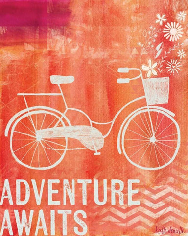 Bicycle Adventure Awaits White Modern Wood Framed Art Print with Double Matting by Doucette, Katie