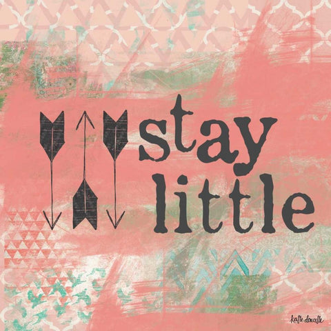 Stay Little - Pink Gold Ornate Wood Framed Art Print with Double Matting by Doucette, Katie