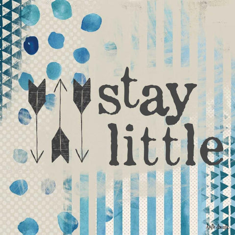 Stay Little - Blue Gold Ornate Wood Framed Art Print with Double Matting by Doucette, Katie