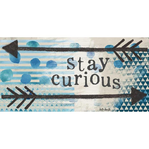 Stay Curious - Blue Gold Ornate Wood Framed Art Print with Double Matting by Doucette, Katie