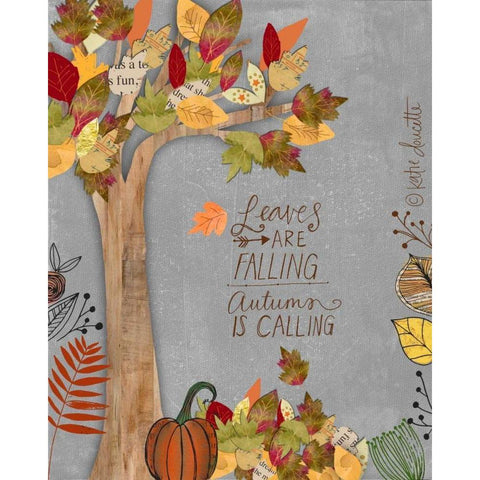 Autumn is Calling Black Modern Wood Framed Art Print with Double Matting by Doucette, Katie