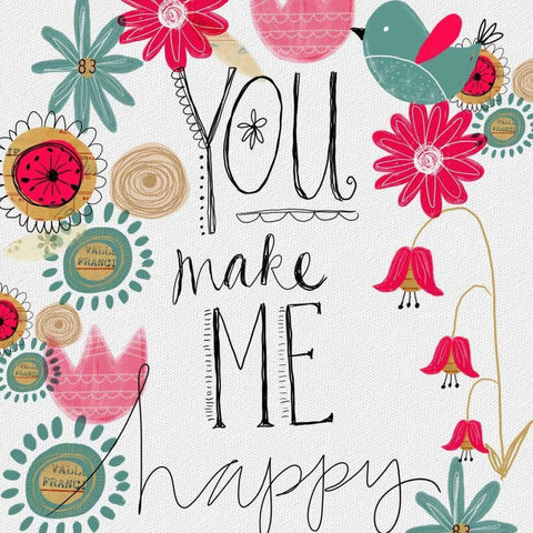 You Make Me Happy Black Ornate Wood Framed Art Print with Double Matting by Doucette, Katie