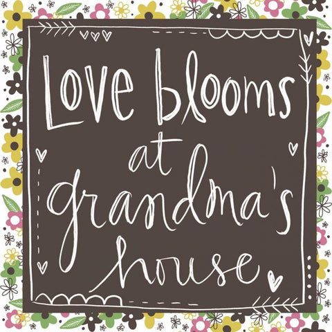 Love Blooms at Grandmas White Modern Wood Framed Art Print with Double Matting by Doucette, Katie