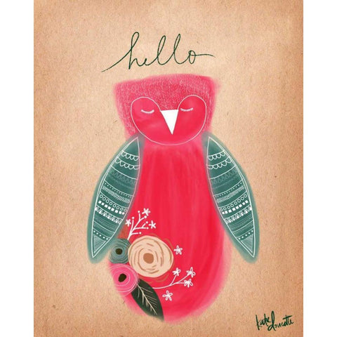 Hello Owl White Modern Wood Framed Art Print by Doucette, Katie