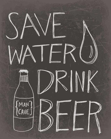 Save Water Drink Beer Black Ornate Wood Framed Art Print with Double Matting by Doucette, Katie