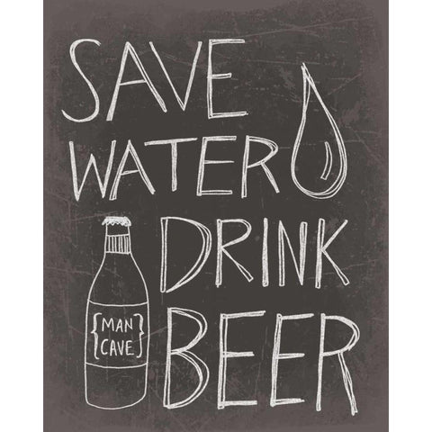 Save Water Drink Beer Gold Ornate Wood Framed Art Print with Double Matting by Doucette, Katie