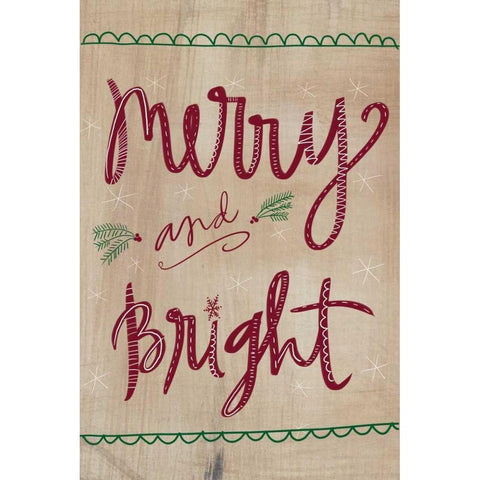 Merry and Bright Gold Ornate Wood Framed Art Print with Double Matting by Doucette, Katie