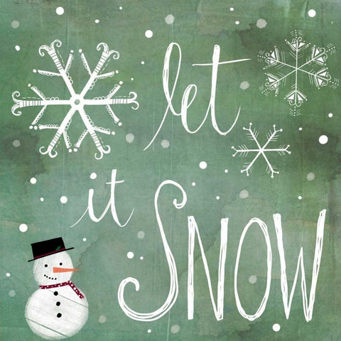 Let It Snow Black Modern Wood Framed Art Print with Double Matting by Doucette, Katie