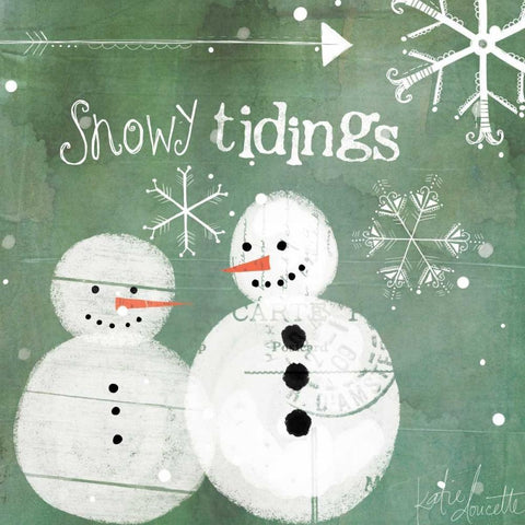 Snowy Tidings White Modern Wood Framed Art Print with Double Matting by Doucette, Katie