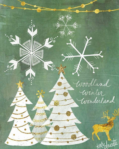 Woodland Winter Wonderland Black Ornate Wood Framed Art Print with Double Matting by Doucette, Katie