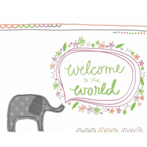 Welcome to the World - Girl White Modern Wood Framed Art Print by Doucette, Katie