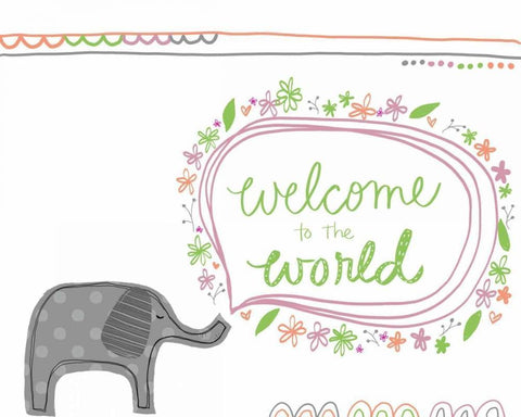 Welcome to the World - Girl White Modern Wood Framed Art Print with Double Matting by Doucette, Katie