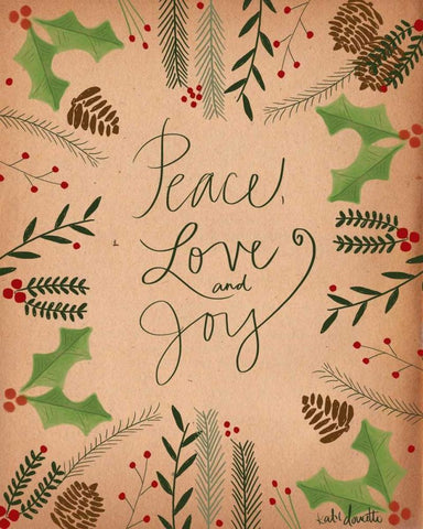 Peace Love Joy White Modern Wood Framed Art Print with Double Matting by Doucette, Katie