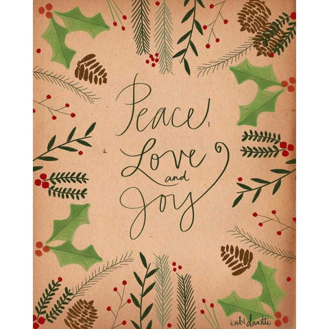 Peace Love Joy Black Modern Wood Framed Art Print with Double Matting by Doucette, Katie