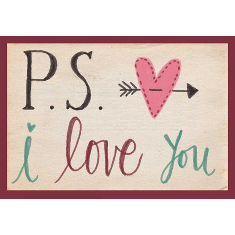 P.S. I Love You Black Modern Wood Framed Art Print with Double Matting by Doucette, Katie