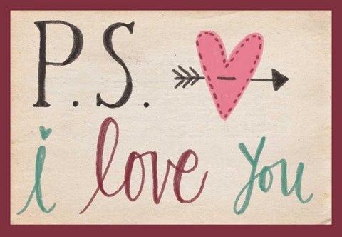 P.S. I Love You White Modern Wood Framed Art Print with Double Matting by Doucette, Katie