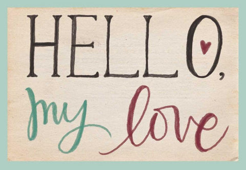 Hello, My Love White Modern Wood Framed Art Print with Double Matting by Doucette, Katie