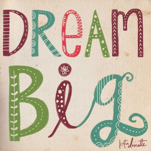 Dream Big II Black Modern Wood Framed Art Print with Double Matting by Doucette, Katie