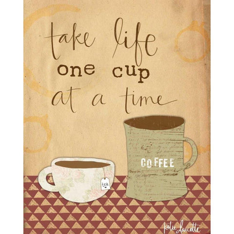 One Cup at a Time White Modern Wood Framed Art Print by Doucette, Katie