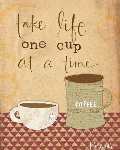 One Cup at a Time Black Ornate Wood Framed Art Print with Double Matting by Doucette, Katie