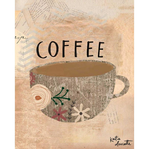 Coffee White Modern Wood Framed Art Print by Doucette, Katie