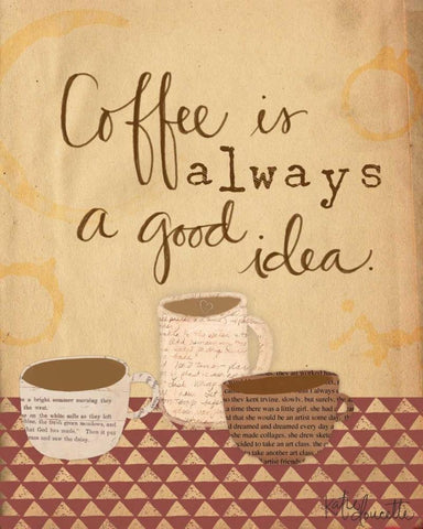 Coffee is a Good Idea White Modern Wood Framed Art Print with Double Matting by Doucette, Katie