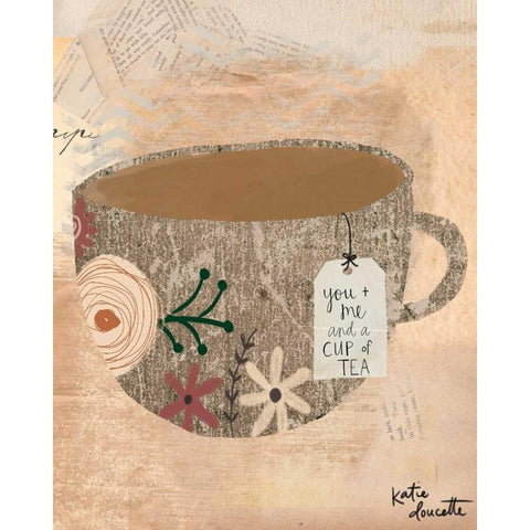 You, Me and Tea Black Modern Wood Framed Art Print with Double Matting by Doucette, Katie