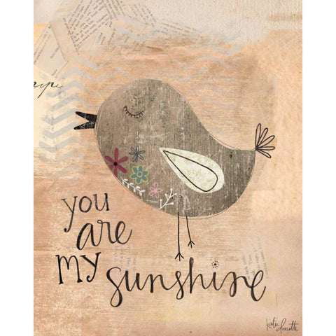 Sunshine Bird Gold Ornate Wood Framed Art Print with Double Matting by Doucette, Katie