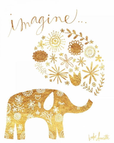 Imagine Elephant White Modern Wood Framed Art Print with Double Matting by Doucette, Katie