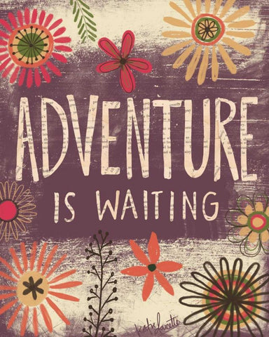 Adventure is Waiting White Modern Wood Framed Art Print with Double Matting by Doucette, Katie