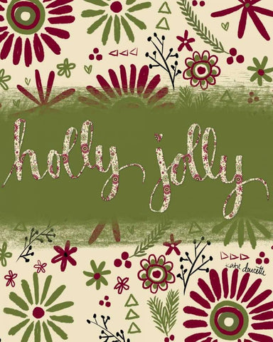 Holly Jolly Black Ornate Wood Framed Art Print with Double Matting by Doucette, Katie