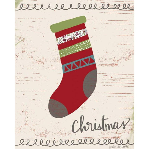 Christmas Stocking White Modern Wood Framed Art Print by Doucette, Katie