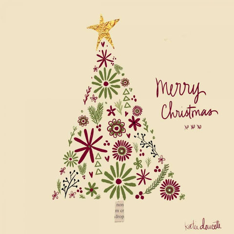 Christmas Tree White Modern Wood Framed Art Print by Doucette, Katie