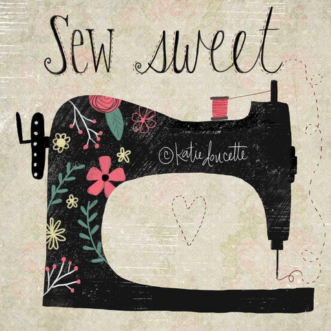 Sew Sweet Black Modern Wood Framed Art Print with Double Matting by Doucette, Katie