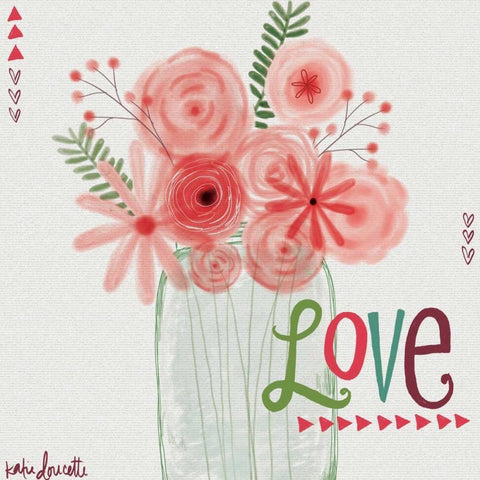 Watercolor Flowers in Jar White Modern Wood Framed Art Print with Double Matting by Doucette, Katie