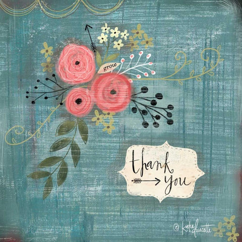 Thank You Bouquet Black Ornate Wood Framed Art Print with Double Matting by Doucette, Katie