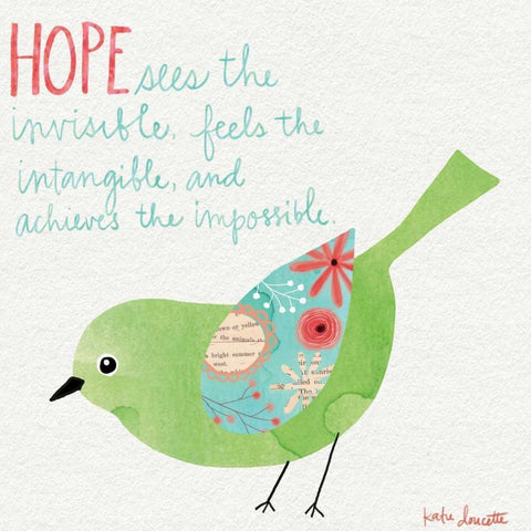 Hope Watercolor Bird Black Modern Wood Framed Art Print by Doucette, Katie