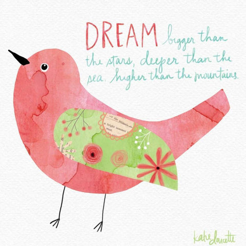 Dream Watercolor Bird Black Modern Wood Framed Art Print with Double Matting by Doucette, Katie