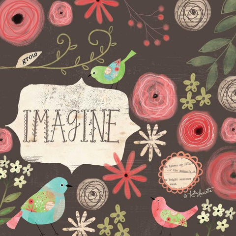 Imagine Birds White Modern Wood Framed Art Print by Doucette, Katie