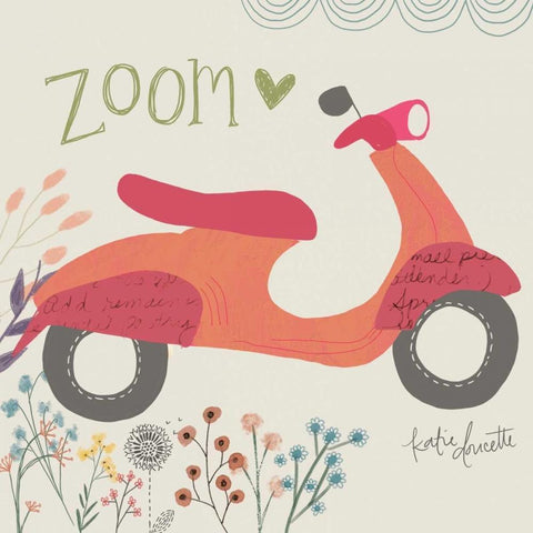 Zoom Scooter Black Modern Wood Framed Art Print with Double Matting by Doucette, Katie