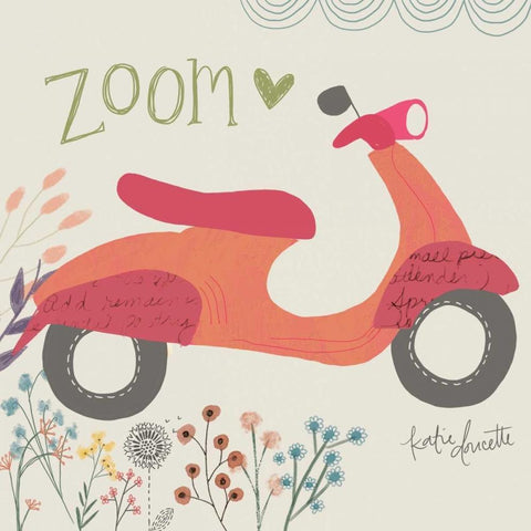 Zoom Scooter White Modern Wood Framed Art Print with Double Matting by Doucette, Katie